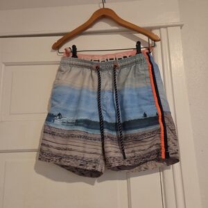 SuperDry Beach Scene Board Shorts With Comfort Waistband Men's Medium